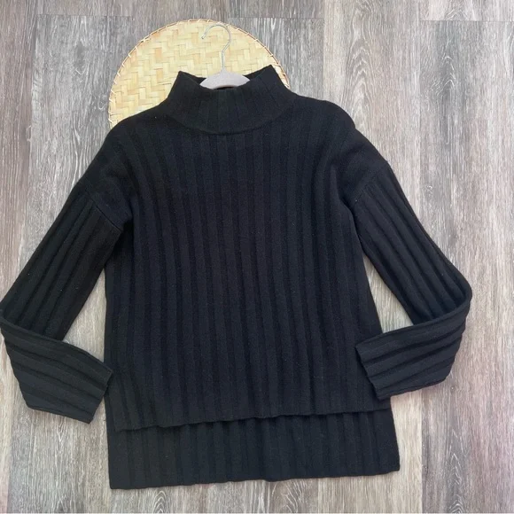 Aritzia the group by Babaton black wool & cashmere ribbed turtleneck sweater - Picture 2 of 7